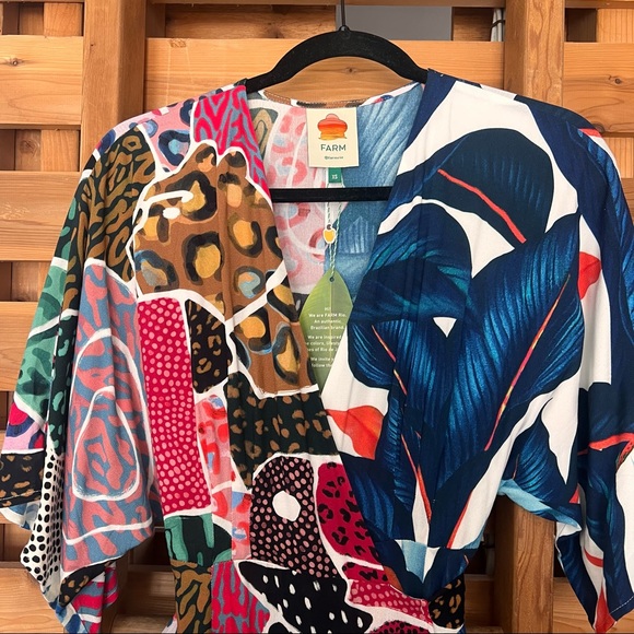 SOLD Farm Rio Palm Patchwork Mixed Maxi Wrap Dress - Picture 7 of 9